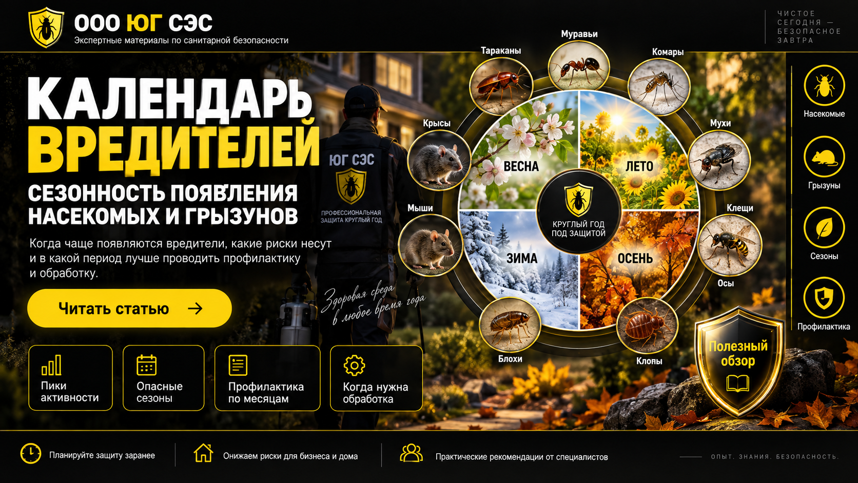 Календарь вредителей: сезонность появления насекомых и грызунов | ООО «Юг СЭС»